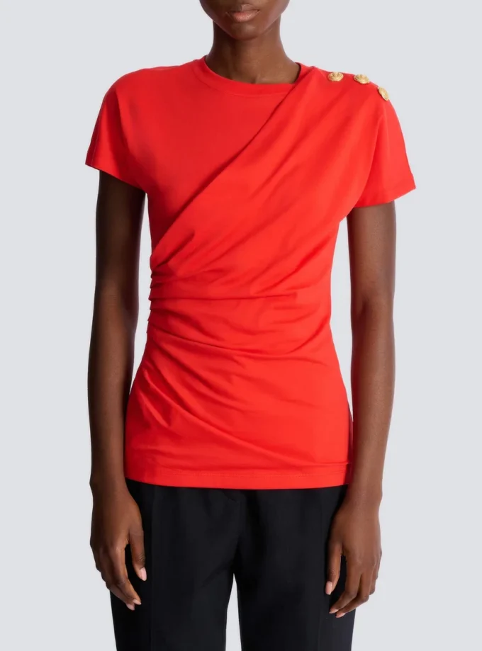 T-shirt drapé à manches courtes en jersey
