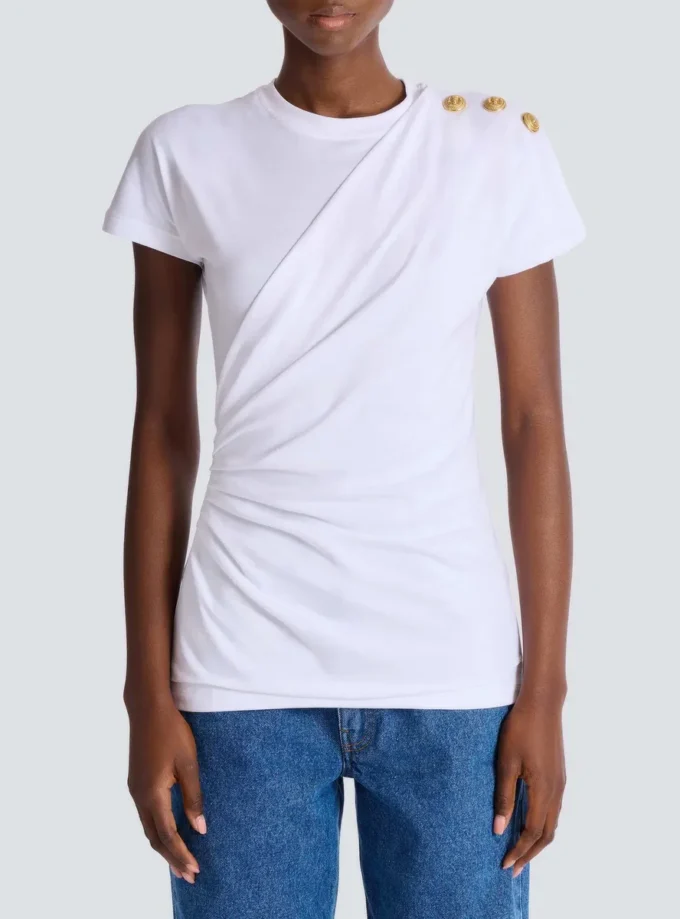 T-shirt drapé à manches courtes en jersey T-shirt drapé à manches courtes en jersey