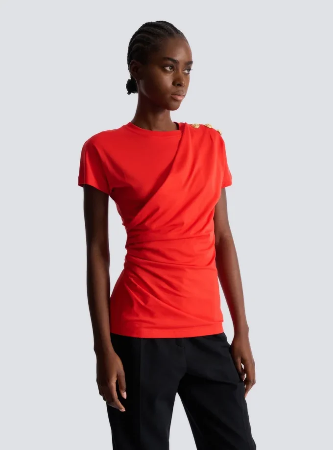 T-shirt drapé à manches courtes en jersey