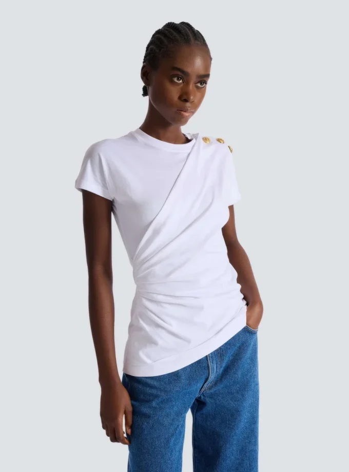 T-shirt drapé à manches courtes en jersey T-shirt drapé à manches courtes en jersey