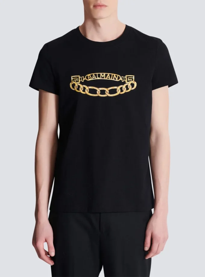 T-shirt imprimé du logo Balmain Chaînes T-shirt imprimé du logo Balmain Chaînes