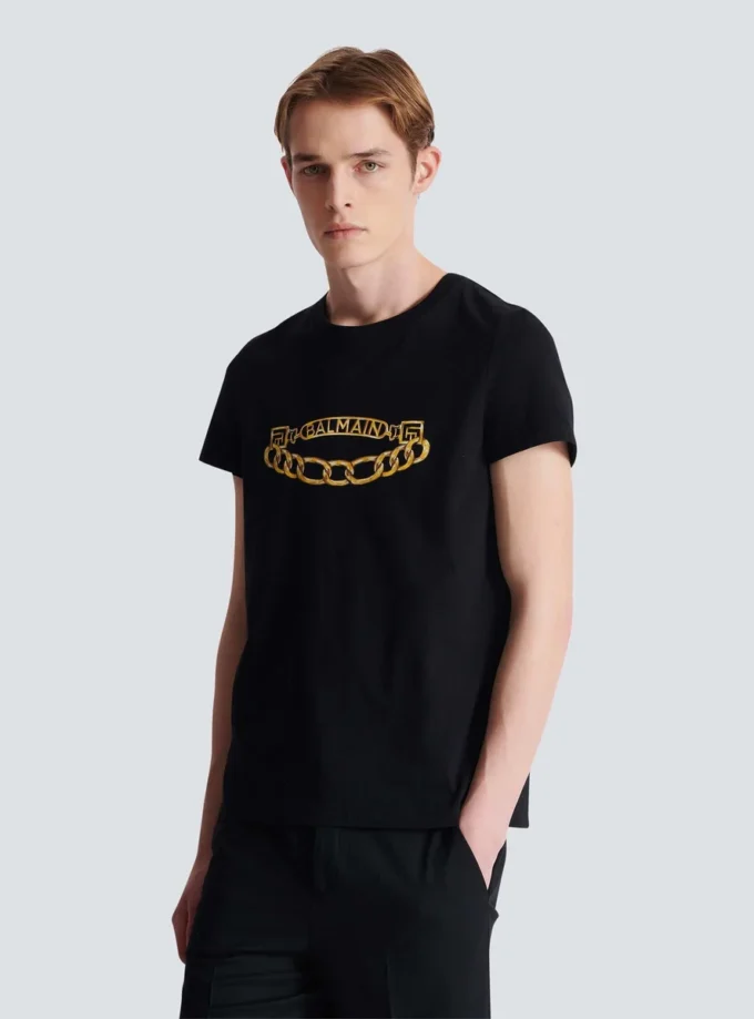 T-shirt imprimé du logo Balmain Chaînes T-shirt imprimé du logo Balmain Chaînes