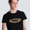 T-shirt imprimé du logo Balmain Chaînes T-shirt imprimé du logo Balmain Chaînes