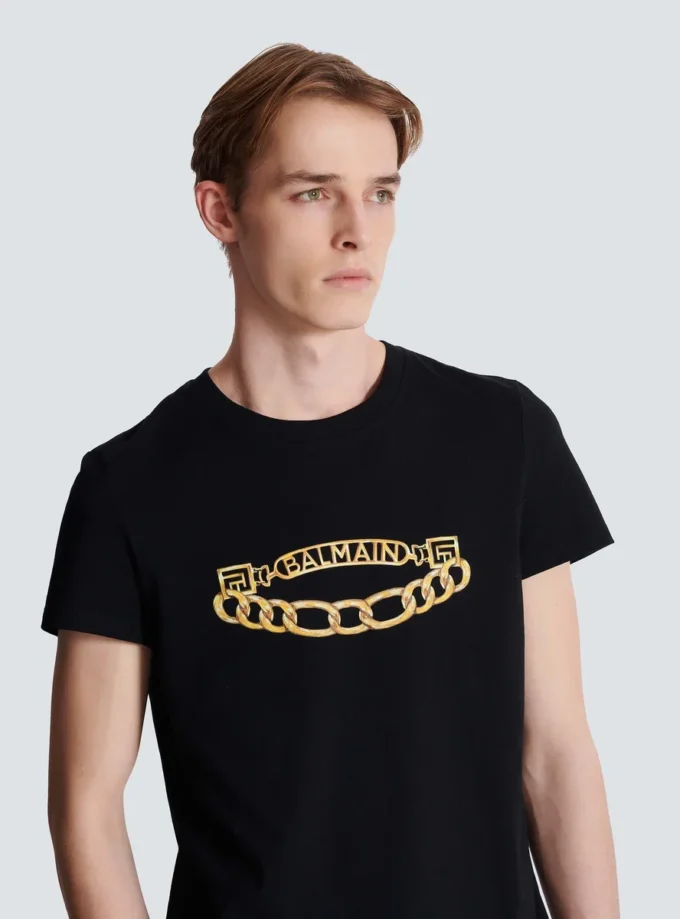 T-shirt imprimé du logo Balmain Chaînes T-shirt imprimé du logo Balmain Chaînes