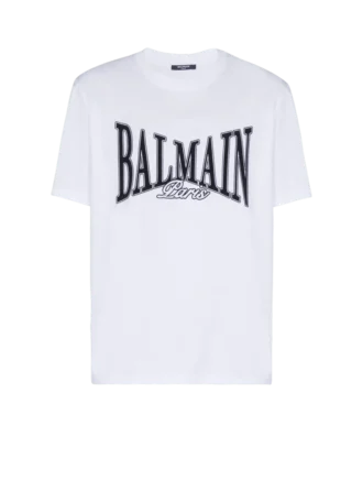 T-shirt à manches courtes avec imprimé Balmain College floqué