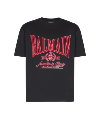 T-shirt à manches courtes avec imprimé Balmain College floqué