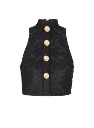 Top boutonné à motif baroque