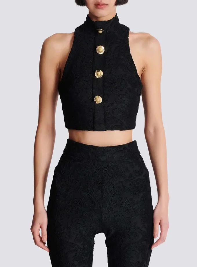 Top boutonné à motif baroque Top boutonné à motif baroque