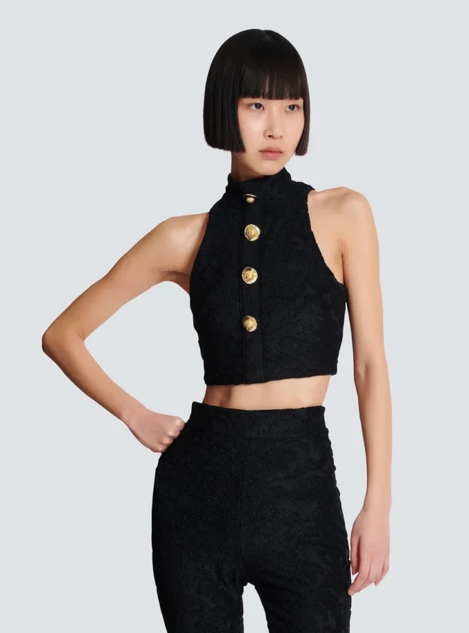 Top boutonné à motif baroque Top boutonné à motif baroque