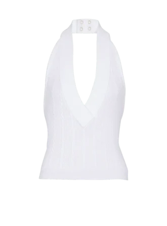 Top dos nu en maille torsadée