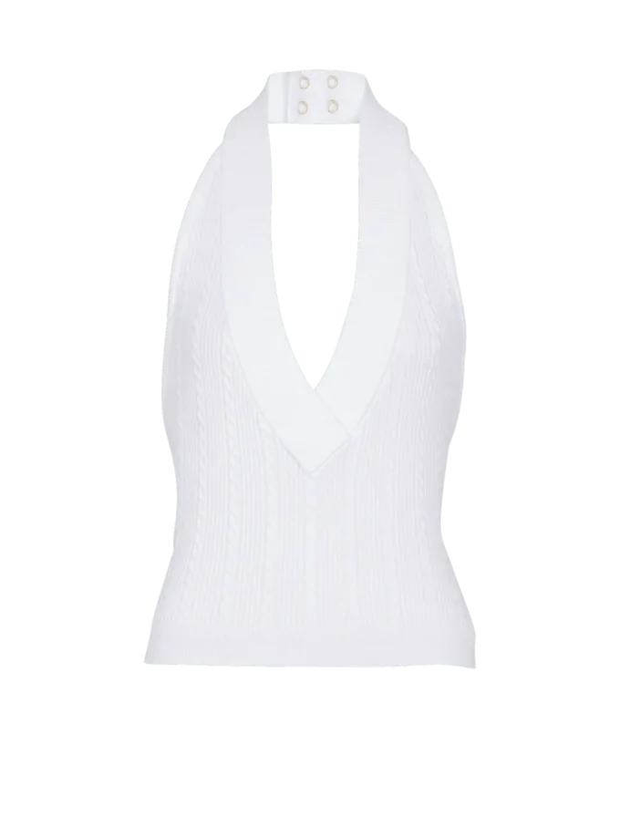 Top dos nu en maille torsadée Top dos nu en maille torsadée