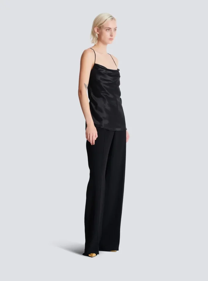 Top drapé en satin