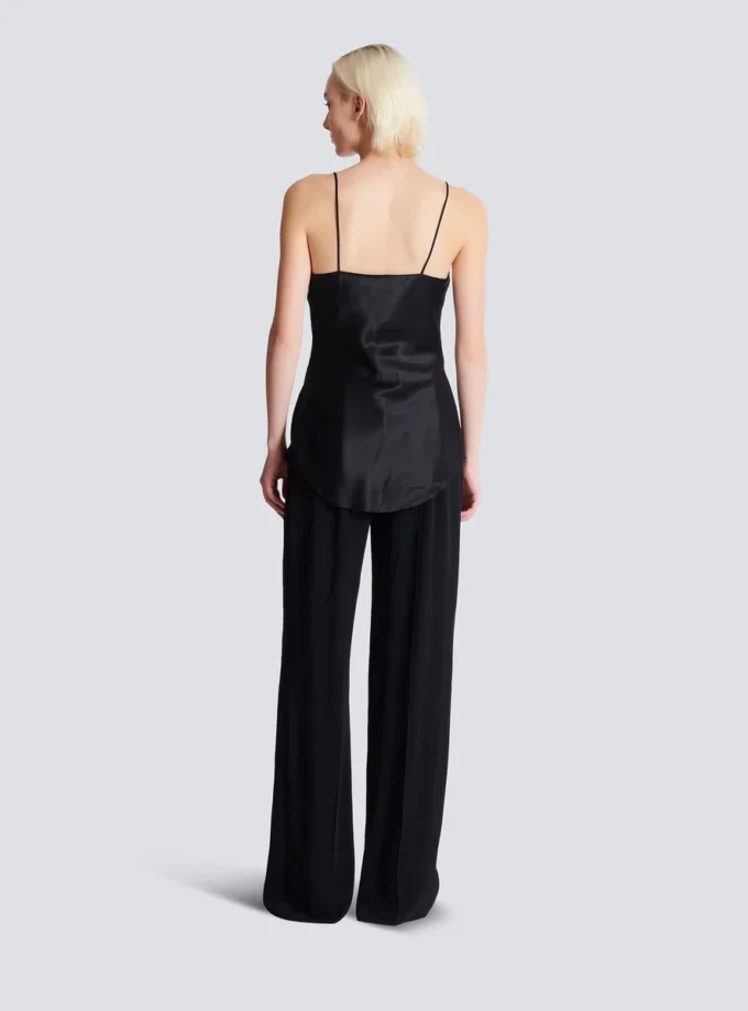 Top drapé en satin