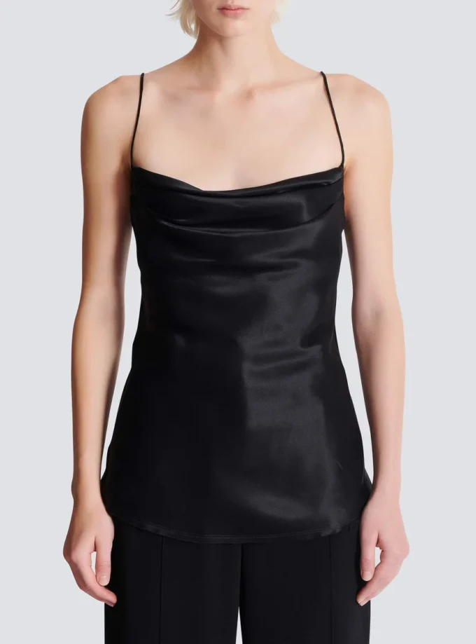 Top drapé en satin