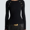 Top en maille avec boutons Top en maille avec boutons