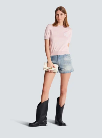 Top en maille brodé Emblème Balmain Top en maille brodé Emblème Balmain