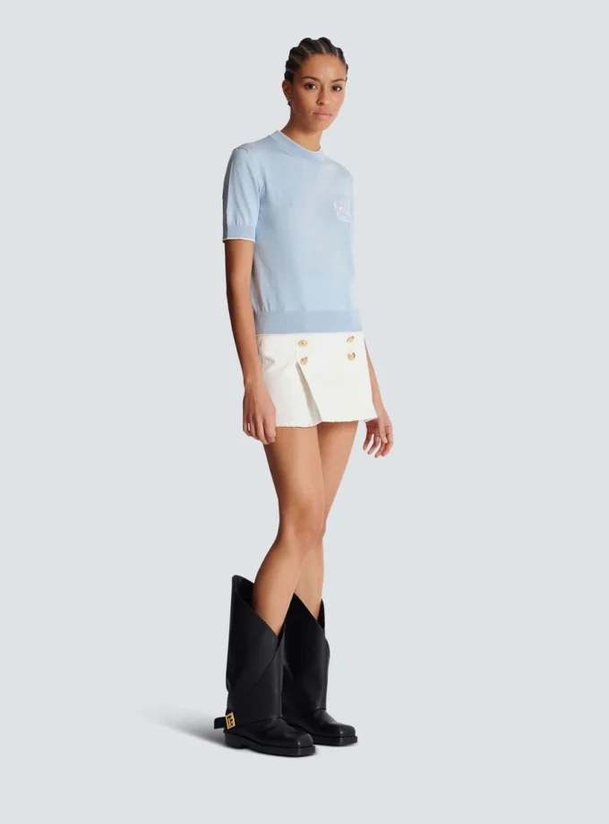 Top en maille brodé Emblème Balmain Top en maille brodé Emblème Balmain
