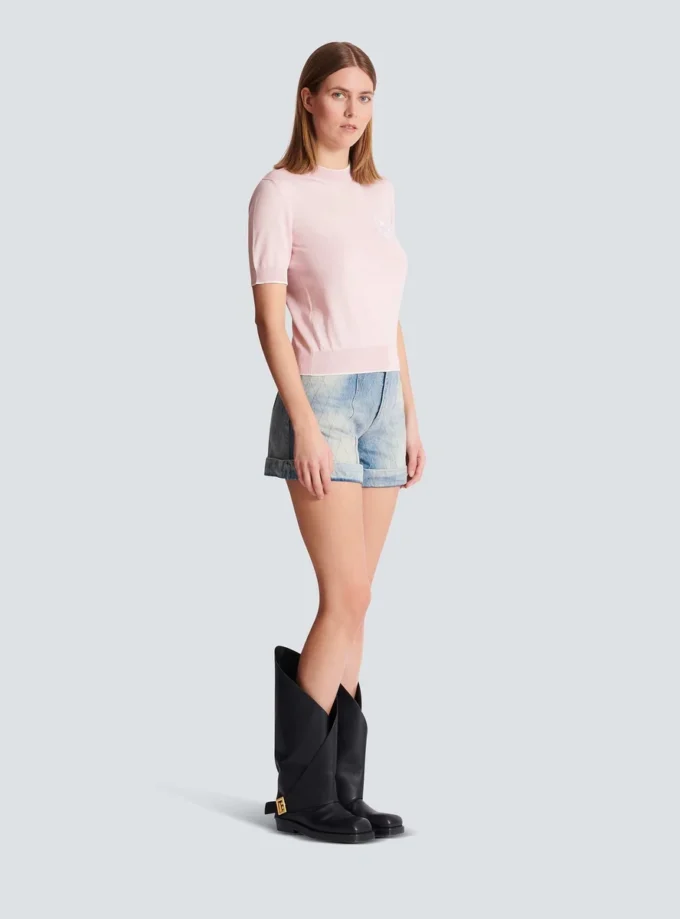 Top en maille brodé Emblème Balmain Top en maille brodé Emblème Balmain