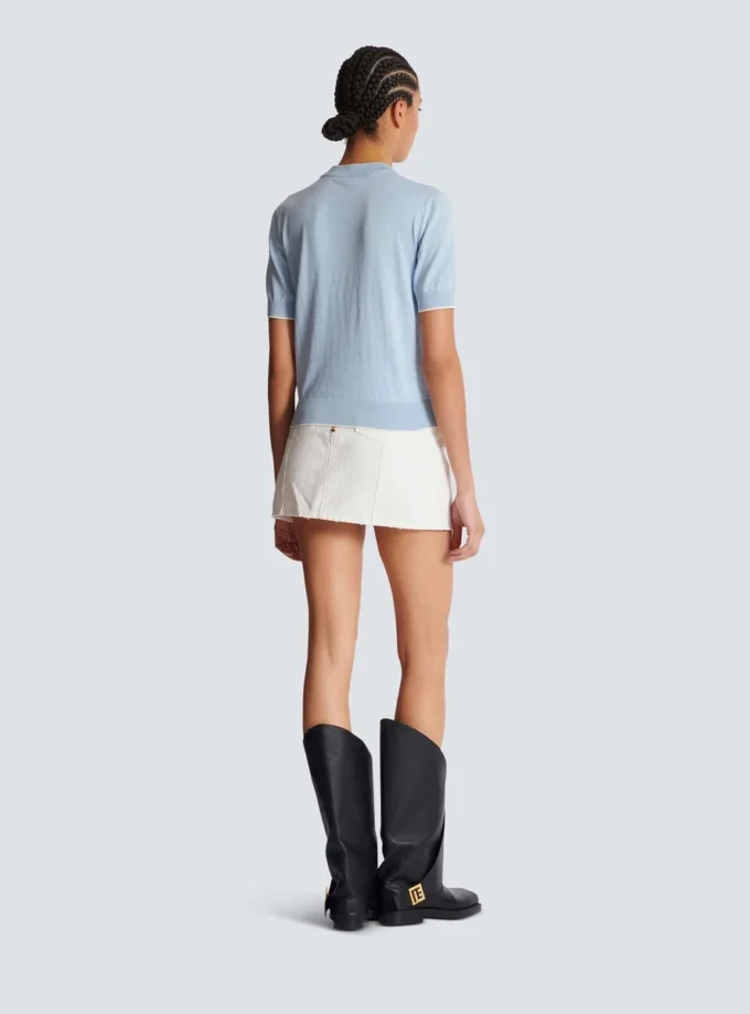 Top en maille brodé Emblème Balmain Top en maille brodé Emblème Balmain