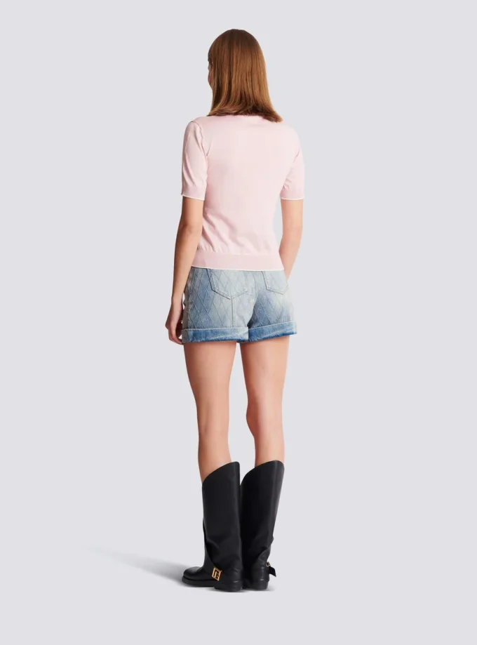 Top en maille brodé Emblème Balmain Top en maille brodé Emblème Balmain