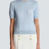 Top en maille brodé Emblème Balmain Top en maille brodé Emblème Balmain