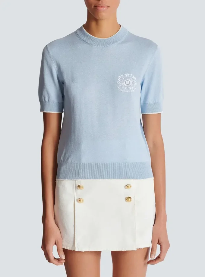 Top en maille brodé Emblème Balmain Top en maille brodé Emblème Balmain