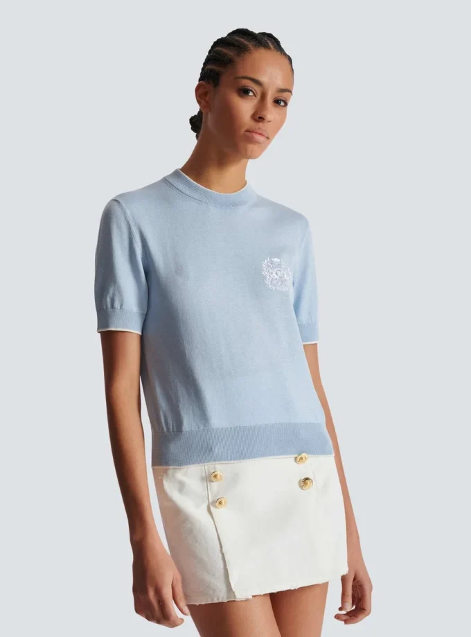 Top en maille brodé Emblème Balmain Top en maille brodé Emblème Balmain