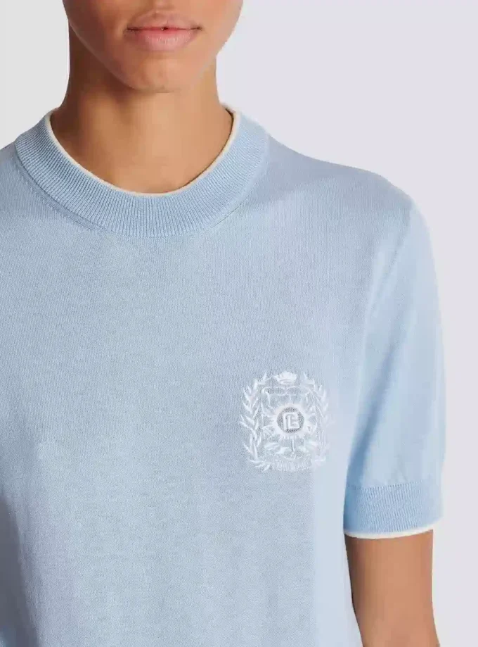 Top en maille brodé Emblème Balmain Top en maille brodé Emblème Balmain
