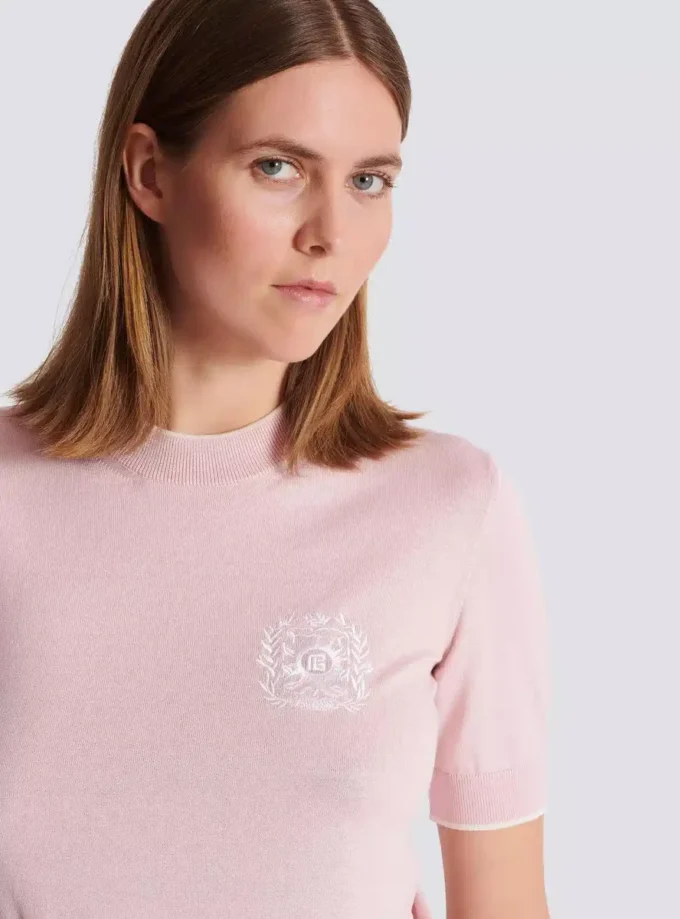 Top en maille brodé Emblème Balmain Top en maille brodé Emblème Balmain