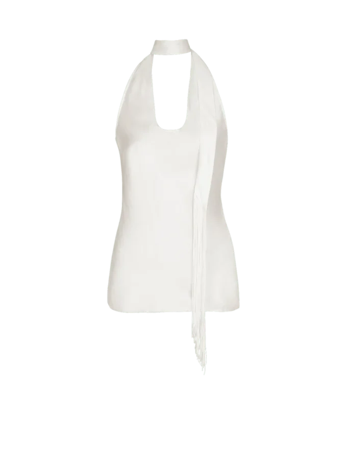 Top en satin à franges et dos nu