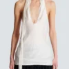 Top en satin à franges et dos nu