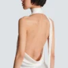 Top en satin à franges et dos nu