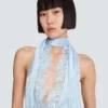 Top en satin à franges et dos nu Top en satin à franges et dos nu