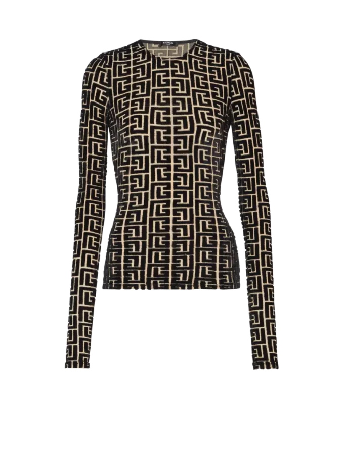Top en velours monogrammé Top en velours monogrammé