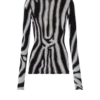 Top moulant en velours imprimé zèbre