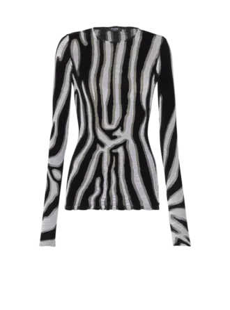 Top moulant en velours imprimé zèbre Top moulant en velours imprimé zèbre