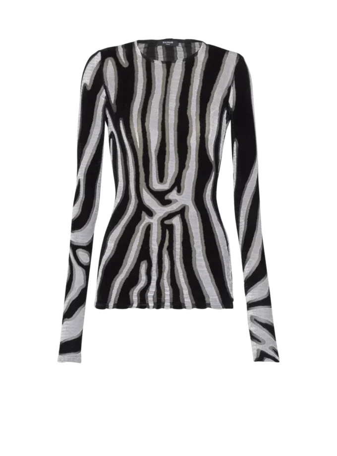 Top moulant en velours imprimé zèbre