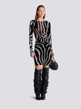 Top moulant en velours imprimé zèbre Top moulant en velours imprimé zèbre