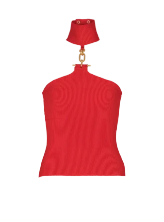 Top sans manches en maille avec détails décoratifs Top sans manches en maille avec détails décoratifs
