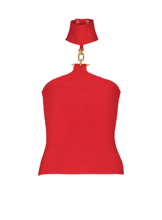 Top sans manches en maille avec détails décoratifs Top sans manches en maille avec détails décoratifs