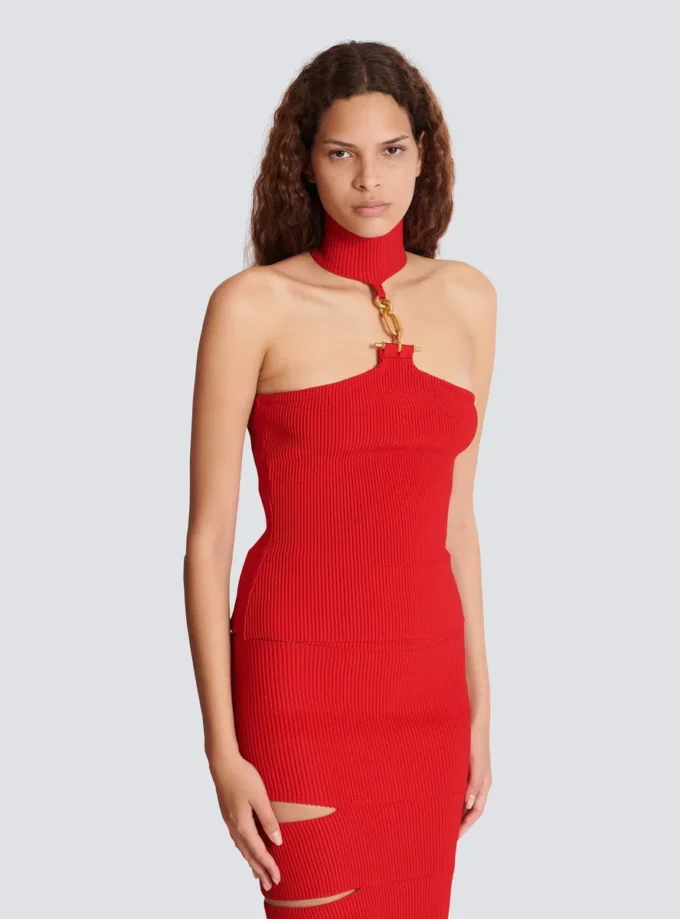 Top sans manches en maille avec détails décoratifs Top sans manches en maille avec détails décoratifs