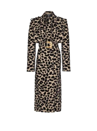 Trench à ceinture en jacquard imprimé léopard Trench à ceinture en jacquard imprimé léopard