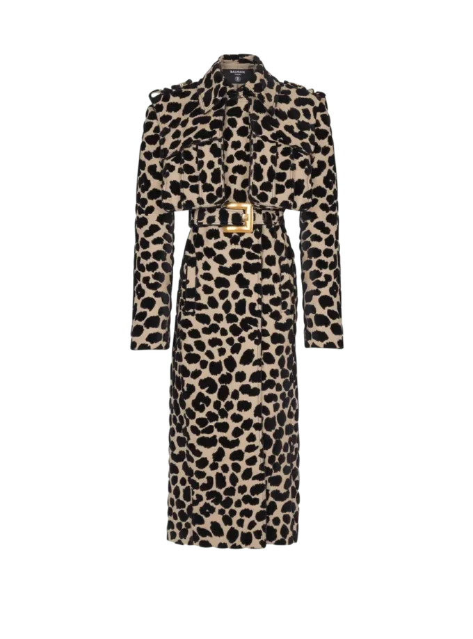 Trench à ceinture en jacquard imprimé léopard Trench à ceinture en jacquard imprimé léopard