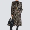 Trench à ceinture en jacquard imprimé léopard Trench à ceinture en jacquard imprimé léopard