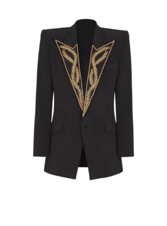 Veste à 1 bouton avec col brodé