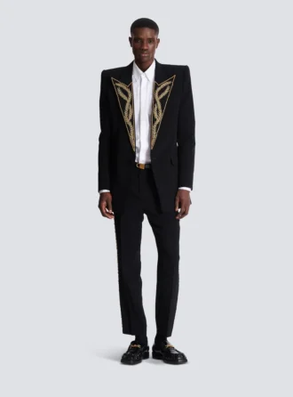 Veste à 1 bouton avec col brodé