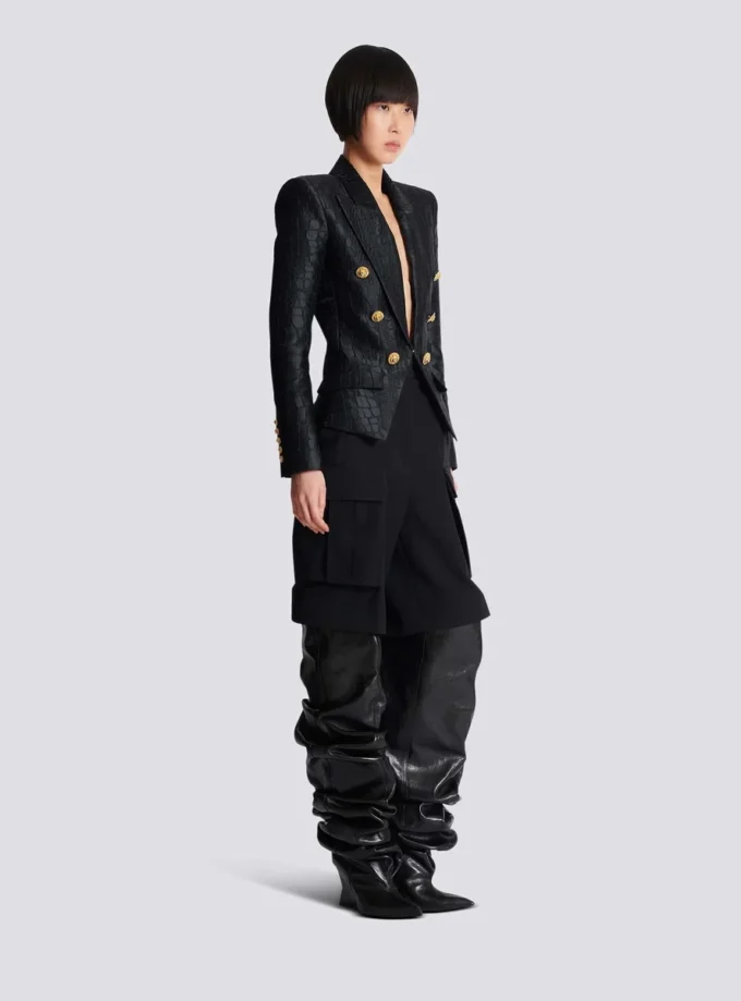 Veste 6 boutons en jacquard crocodile