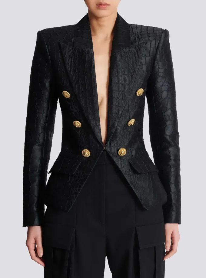 Veste 6 boutons en jacquard crocodile