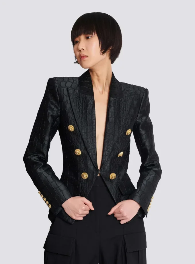 Veste 6 boutons en jacquard crocodile