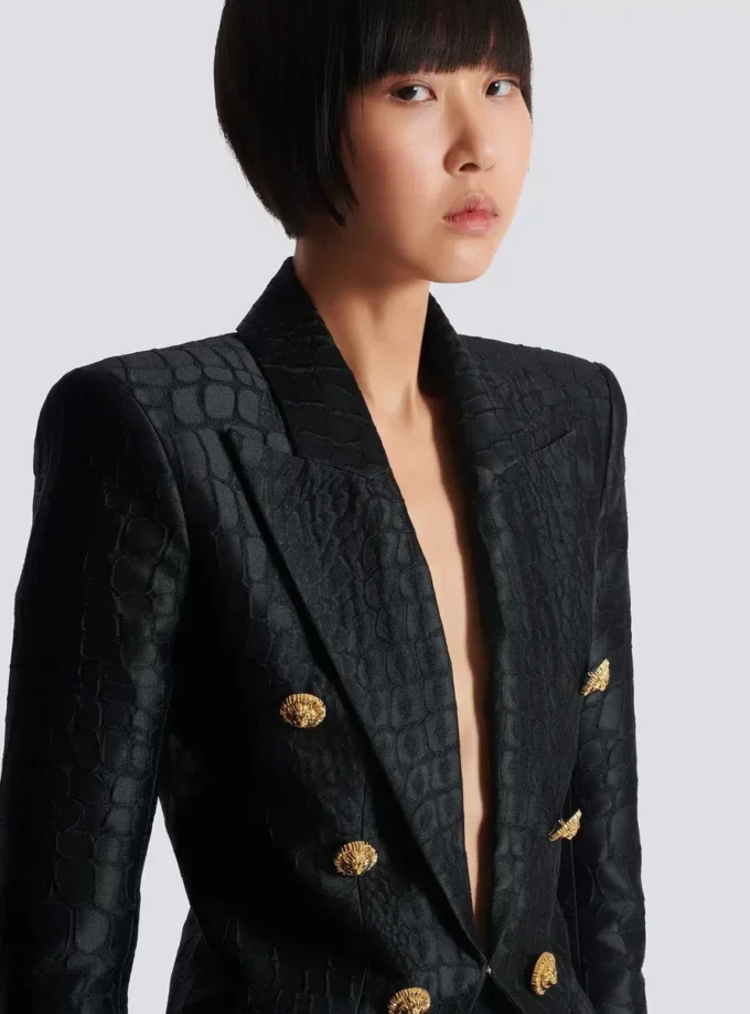 Veste 6 boutons en jacquard crocodile
